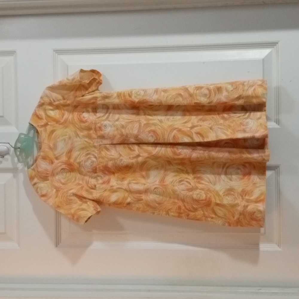 Child’s Vintage Dress Hand Crafted Polished Cotton Orange Print